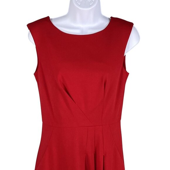Calvin Klein Women 2 Little Red Dress Sleeveless Pockets Fit & Flare Career Wear - Picture 8 of 16
